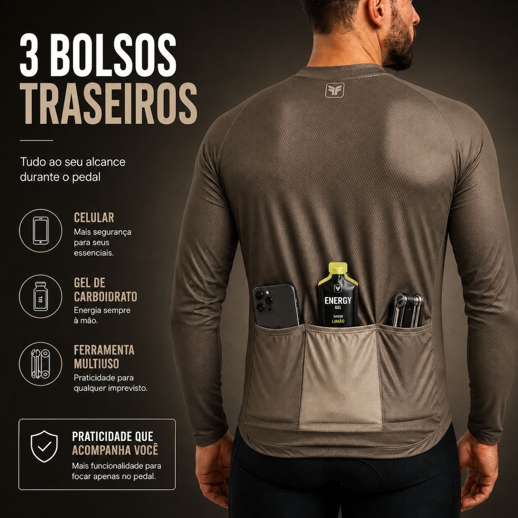 Imagem 4 do produto Camiseta Ciclismo Manga Longa Free Force Basic Masculina