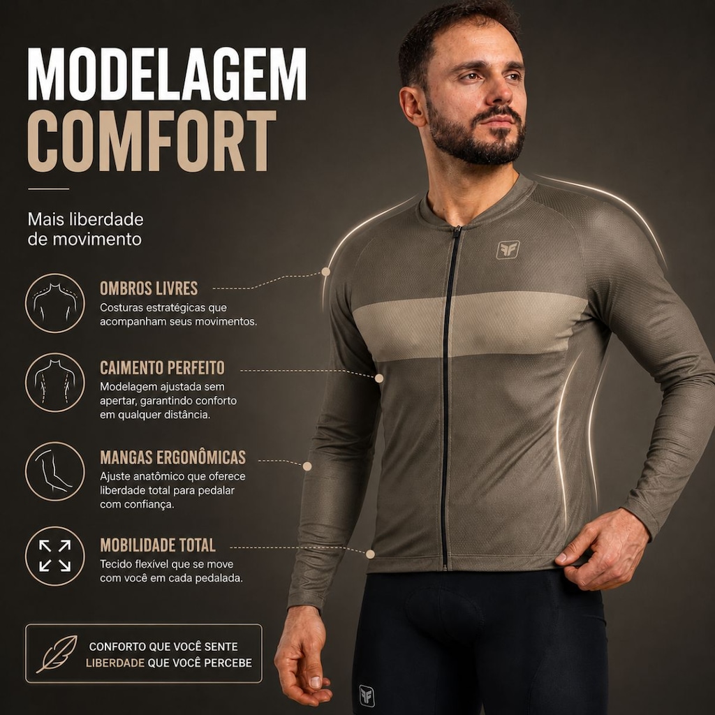 Imagem 5 do produto Camiseta Ciclismo Manga Longa Free Force Basic Masculina