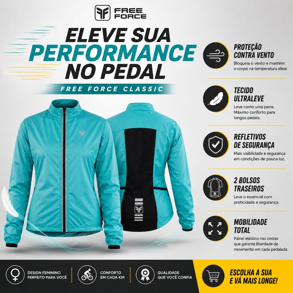 Imagem 4 do produto Jaqueta Corta Vento Ciclismo Free Force Classic Feminina