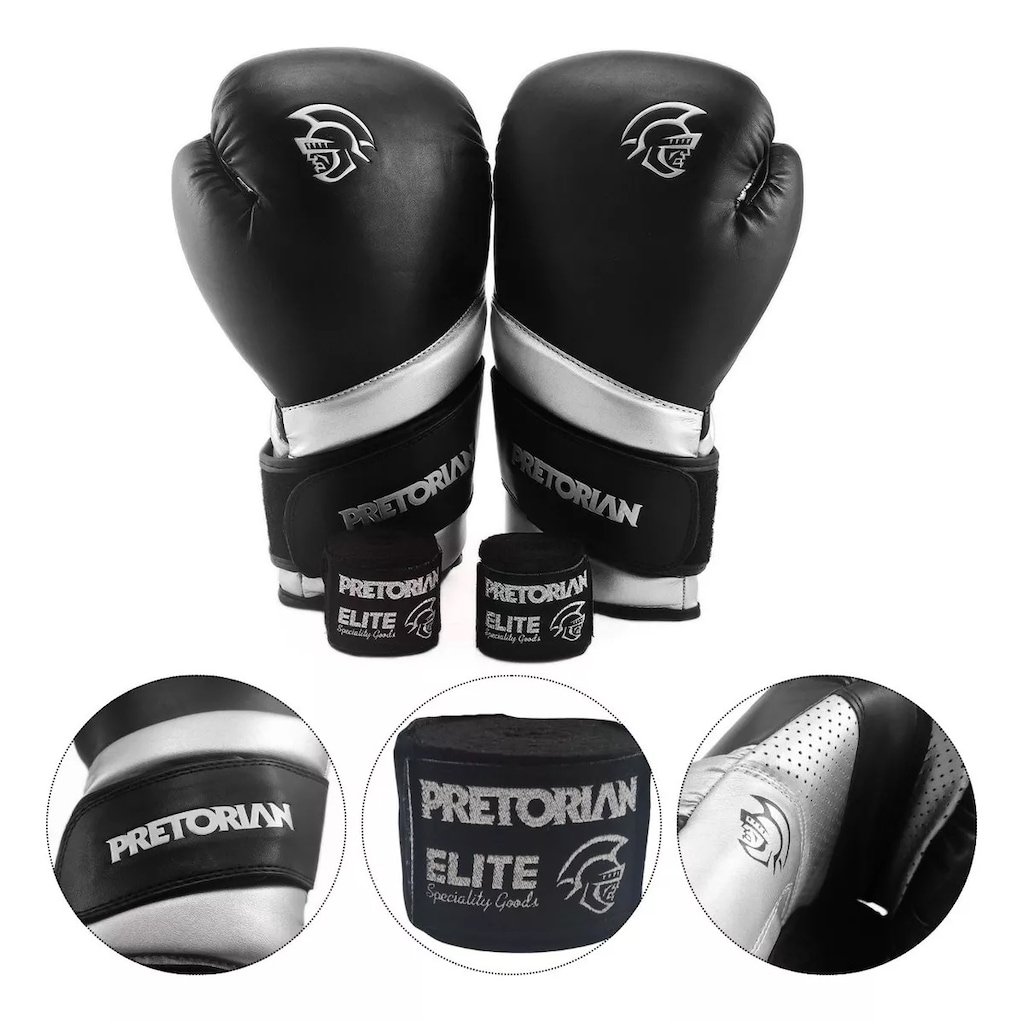Imagem 4 do produto Kit Para Boxe E Muay Thai Luvas Edição Elite + Bandagens - Pretorian