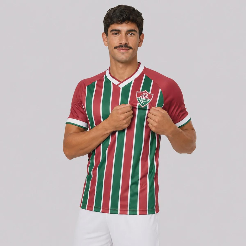 Imagem 2 do produto Camisa do Fluminense Listrada Grená Masculina
