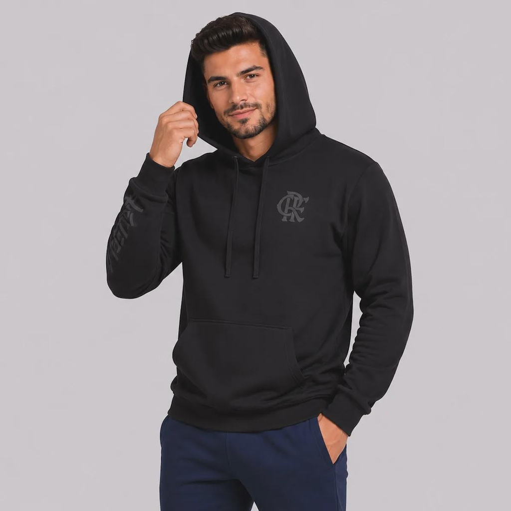 Imagem 3 do produto Blusão de Moletom do Flamengo Canguru All Black Masculino