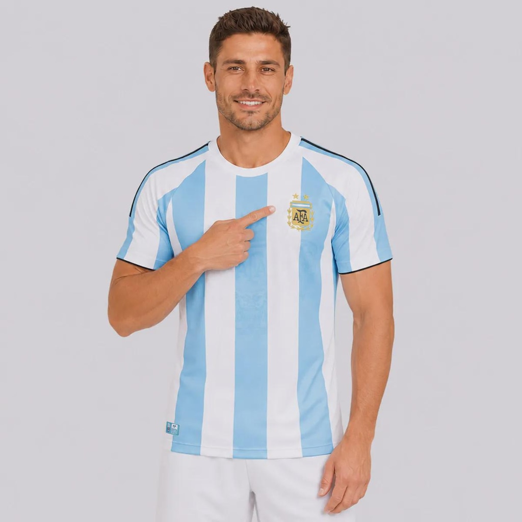 Imagem 2 do produto Camisa Argentina Retrô 2008 Listrada Masculina