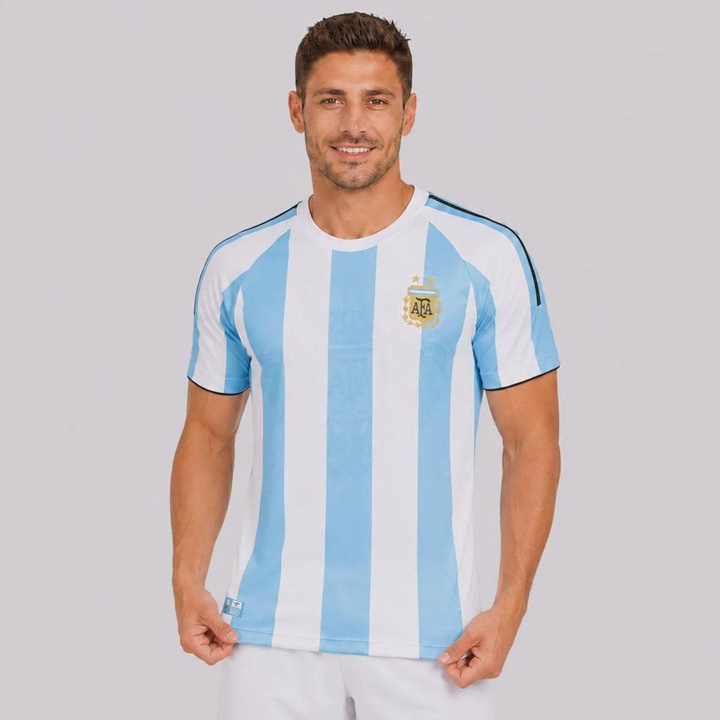 Imagem 3 do produto Camisa Argentina Retrô 2008 Listrada Masculina