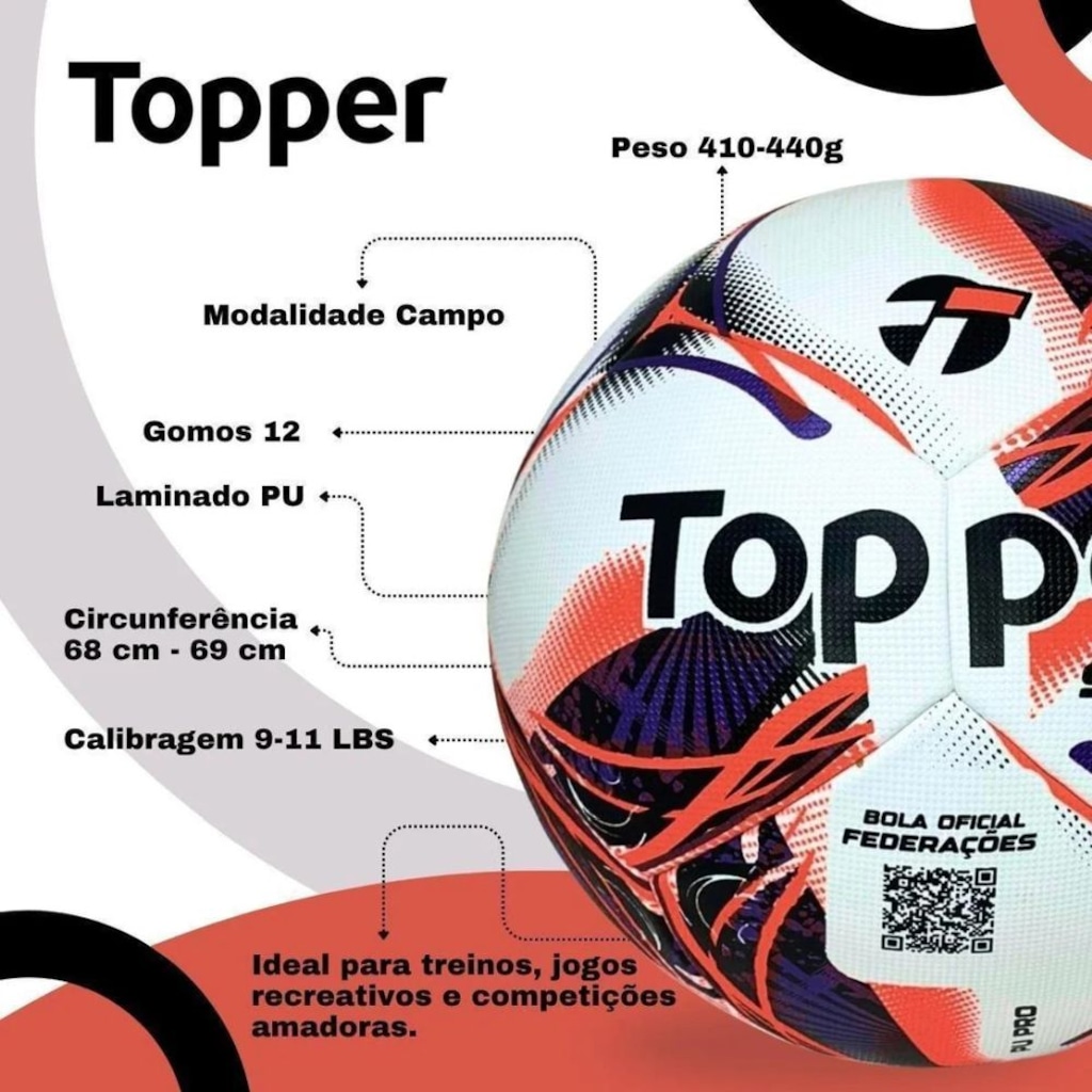 Imagem 4 do produto Bola de Futebol de Campo Topper Samba Pro