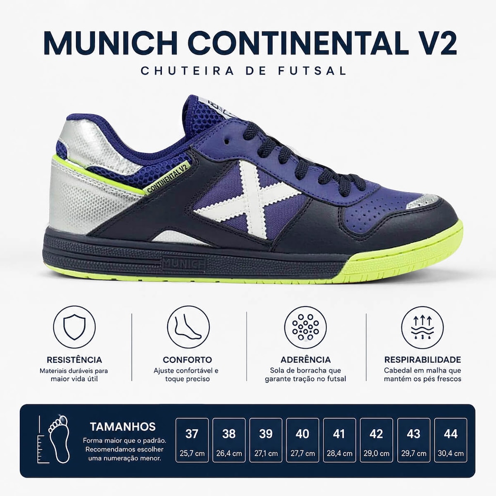Imagem 3 do produto Chuteira de Futsal Adulto Munich Continental V2