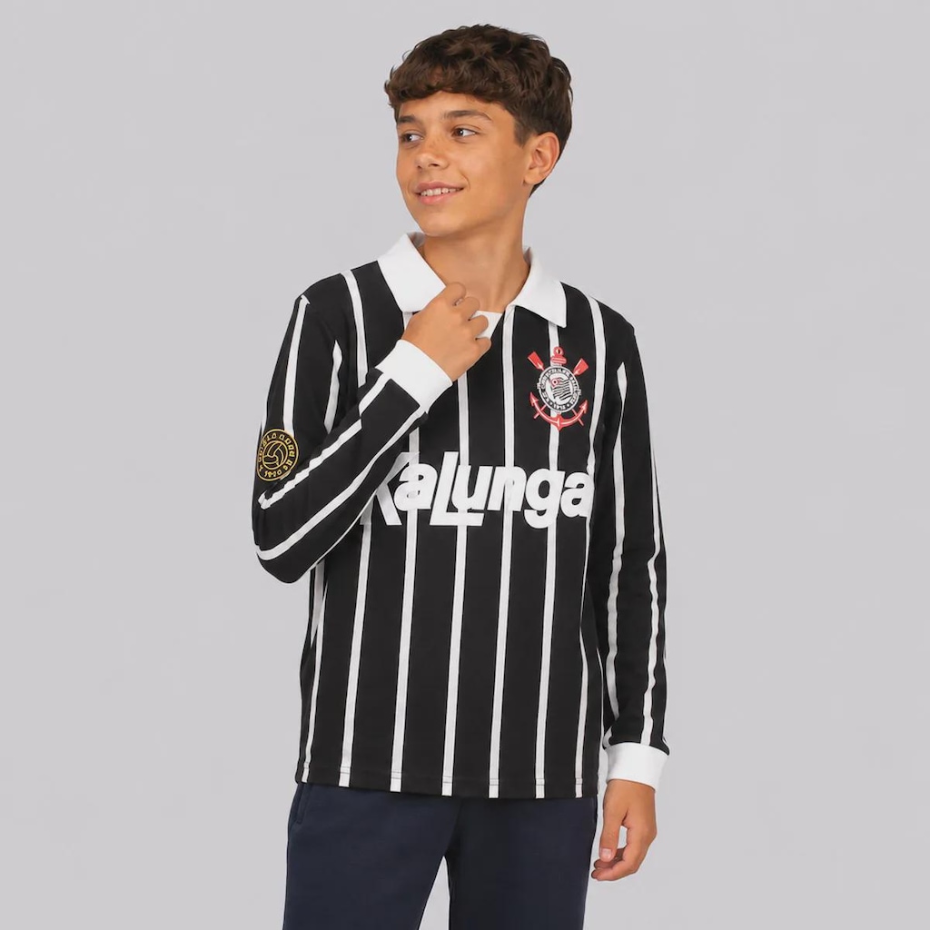 Imagem 2 do produto Camisa do Corinthians Retrô Kalunga Manga Longa Infantil