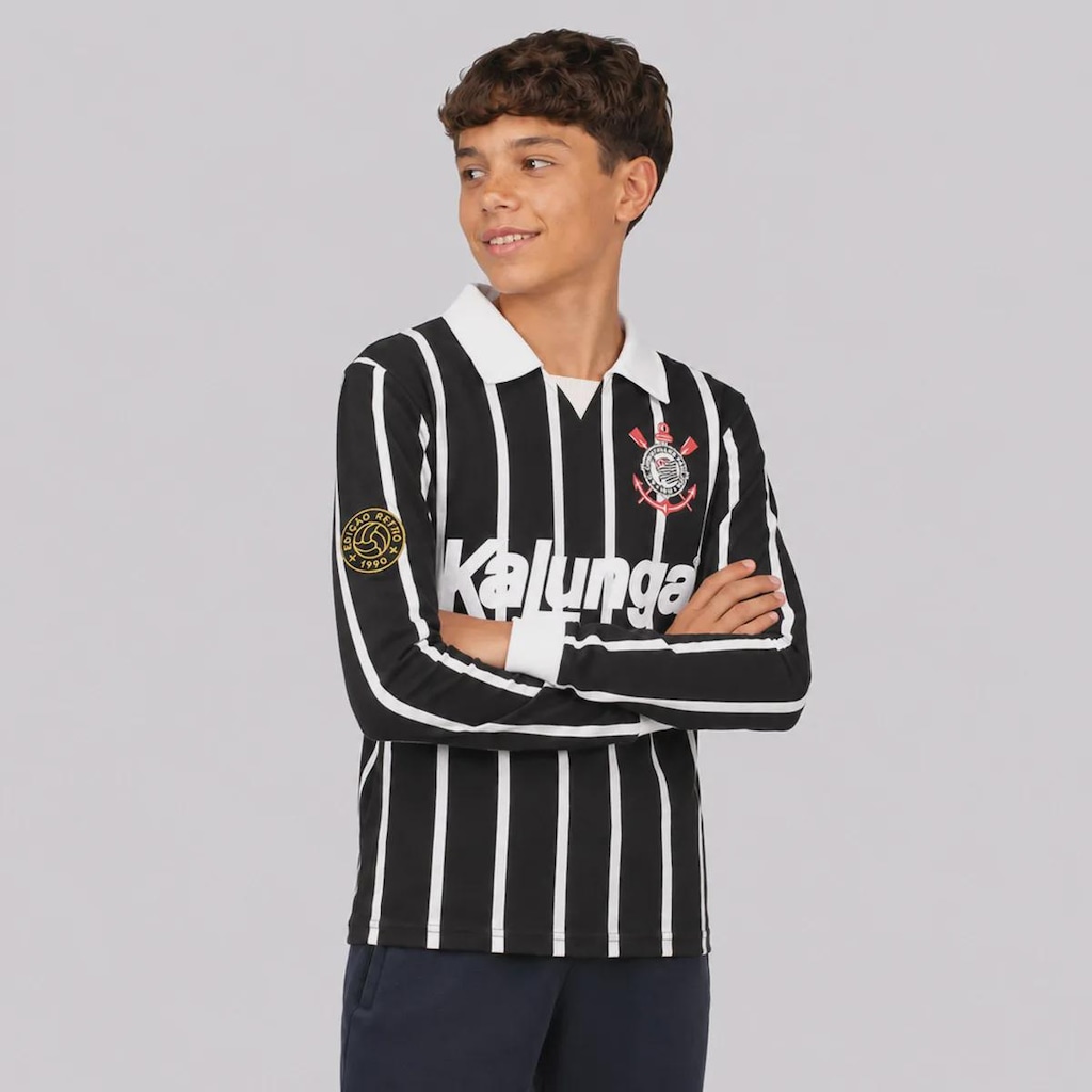 Imagem 3 do produto Camisa do Corinthians Retrô Kalunga Manga Longa Infantil