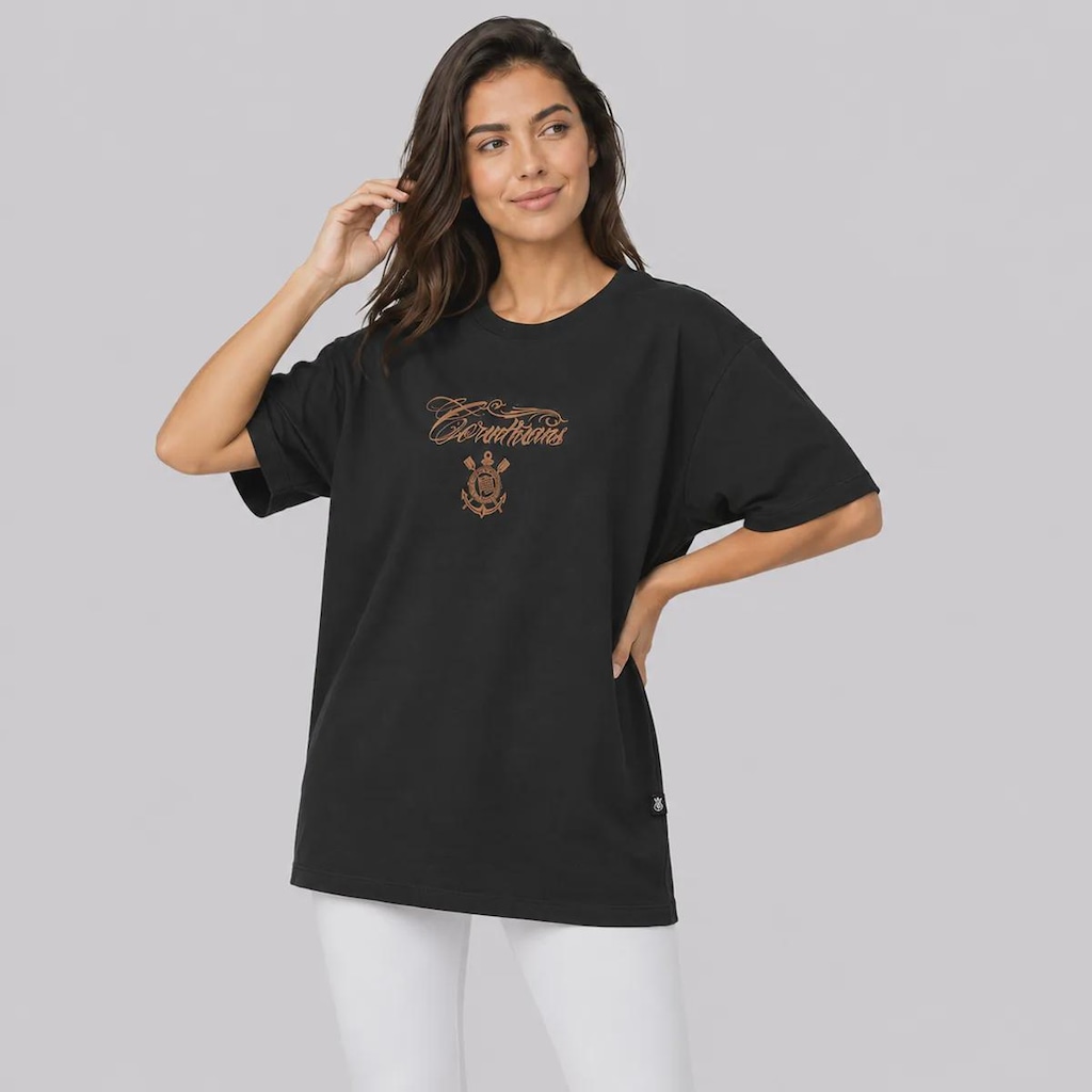 Imagem 3 do produto Camiseta do Corinthians Fé Paixão e Loucura Oversized Feminina