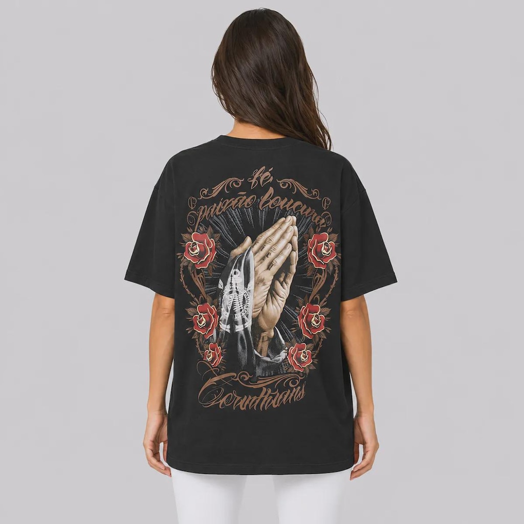 Imagem 4 do produto Camiseta do Corinthians Fé Paixão e Loucura Oversized Feminina