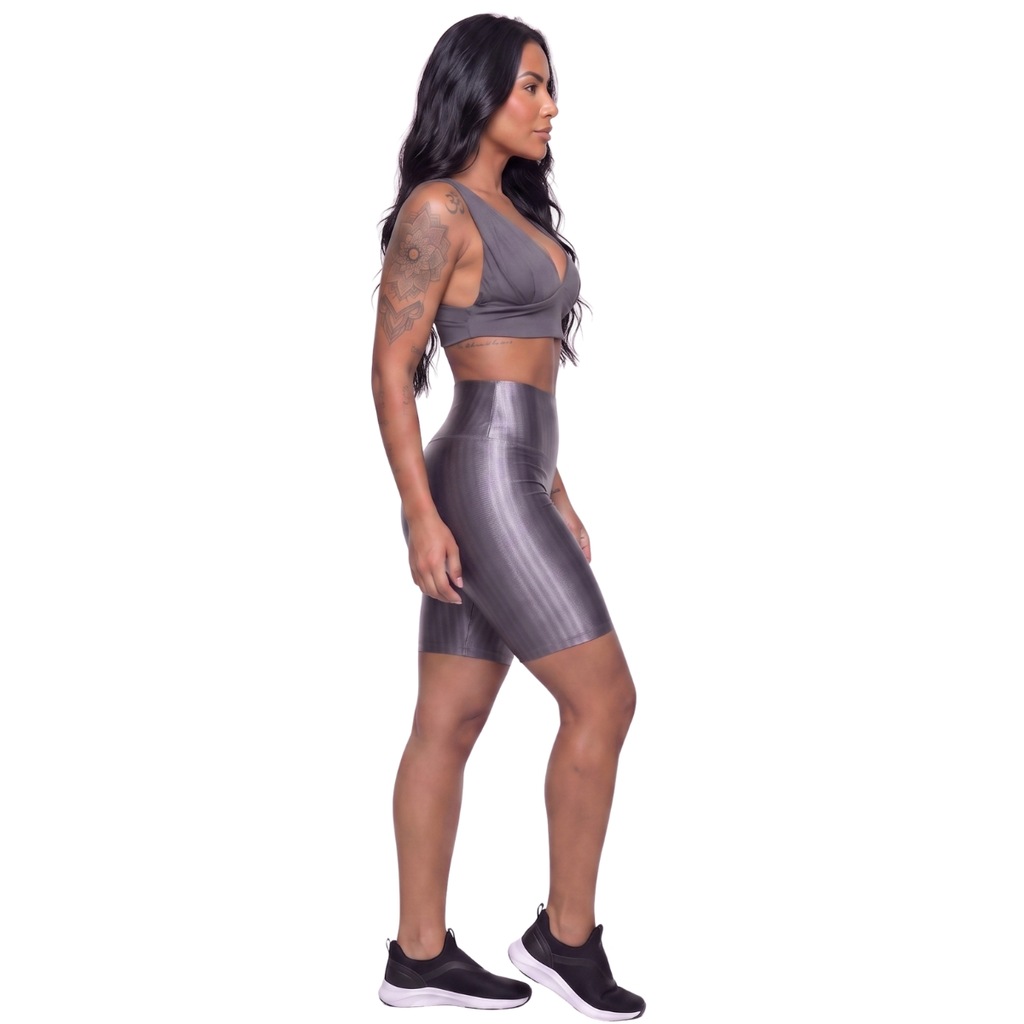 Imagem 3 do produto Conjunto Feminina Fitness Top Bojo e Bermuda New Zig Vekyo Roupa De Academia Treino Musculação