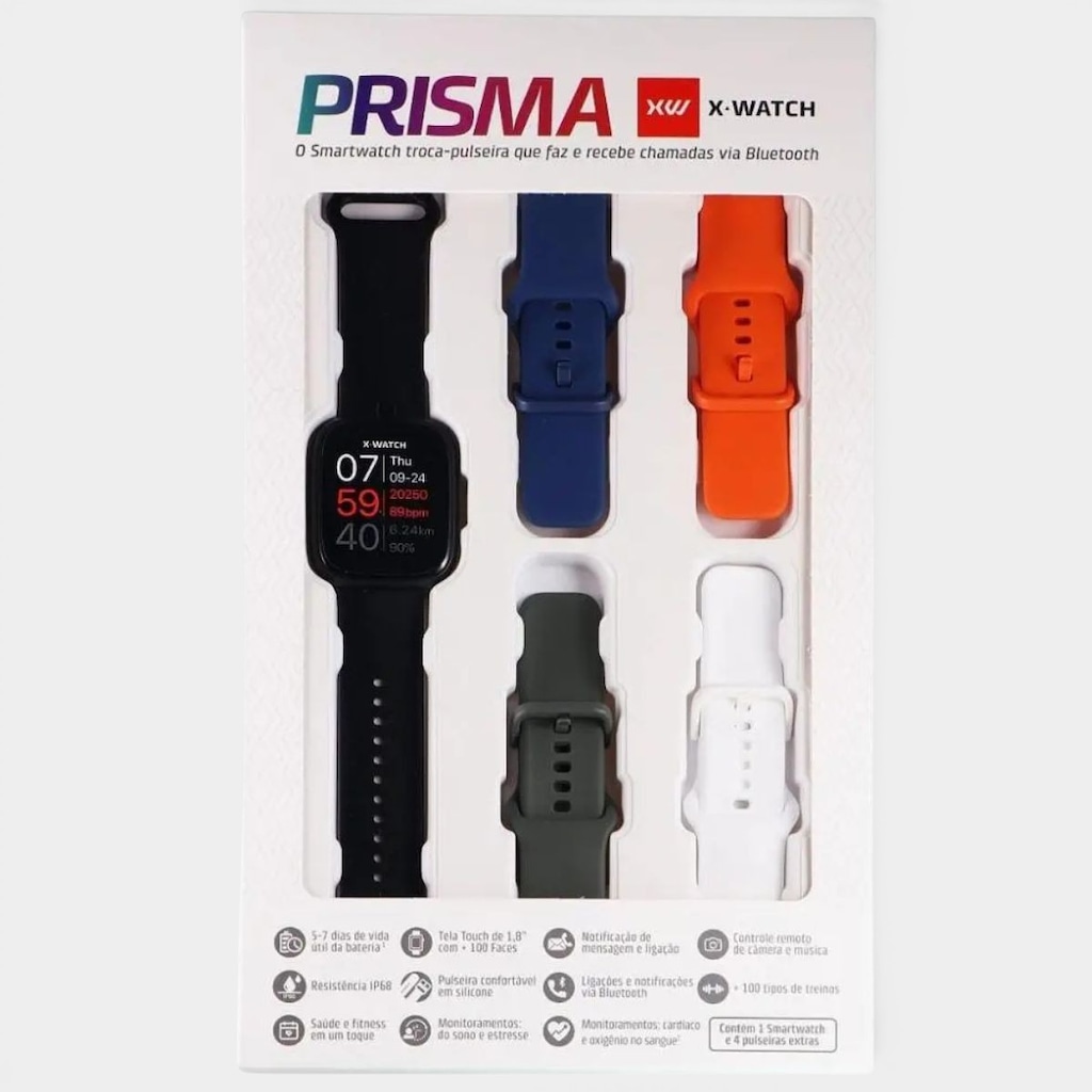 Imagem 4 do produto Relógio Inteligente X-Watch Prisma Smart Watch + 4 Pulseiras de Silicone