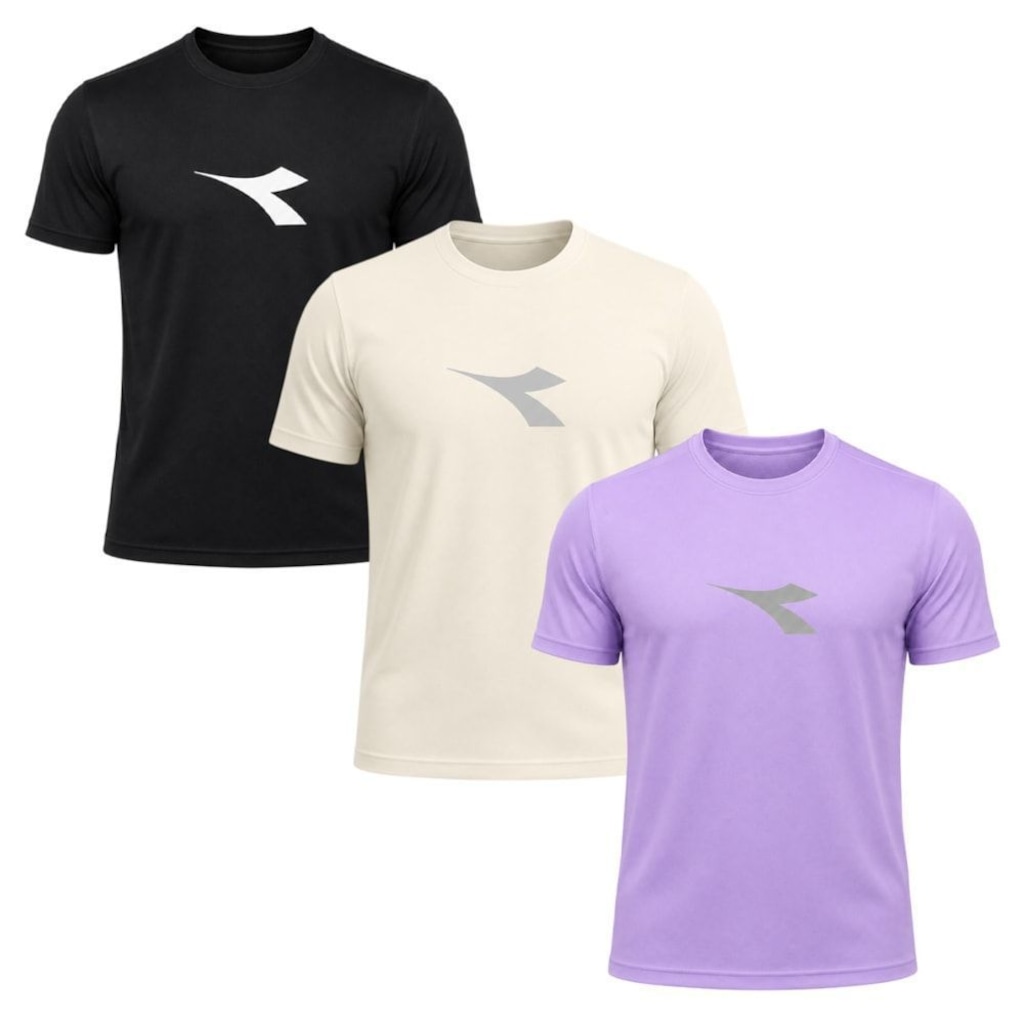 Imagem 1 do produto Kit 3 Camisetas Diadora Big Logo Masculino