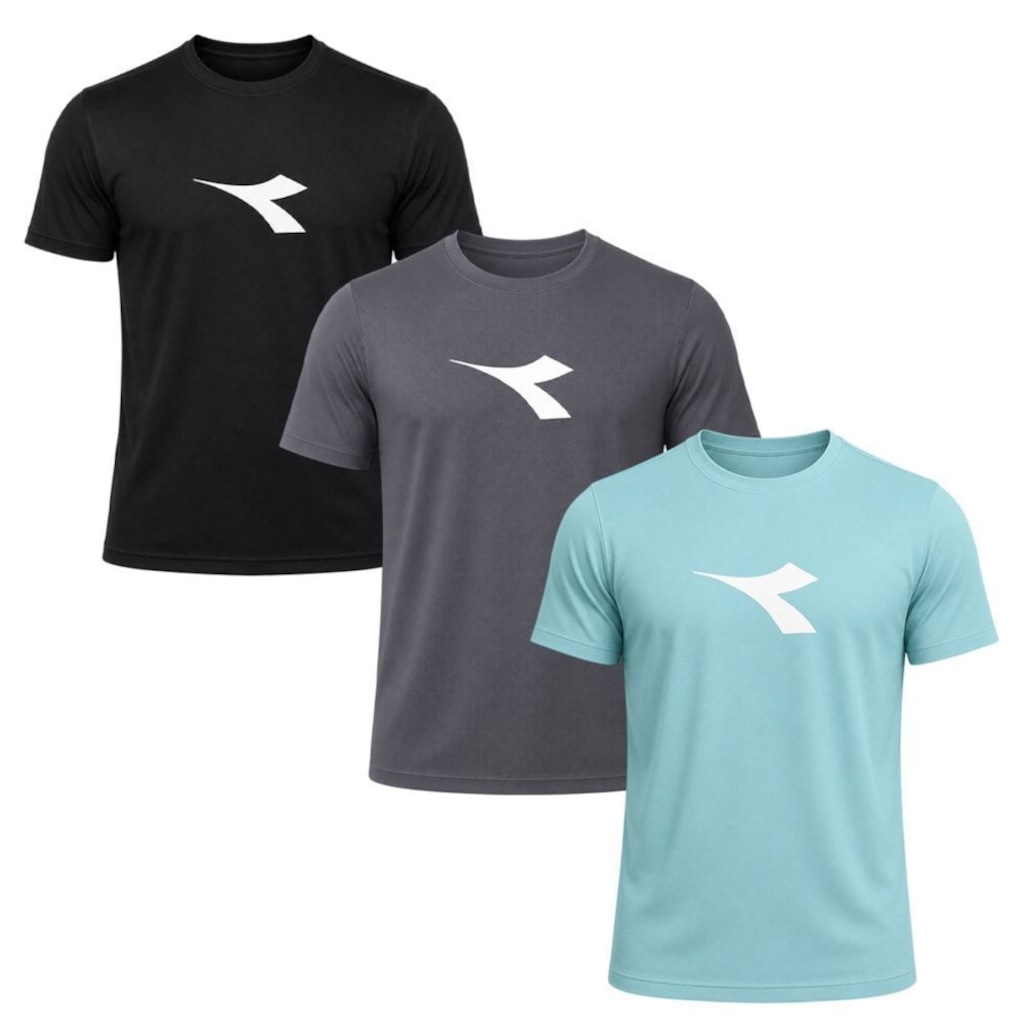 Imagem 1 do produto Kit 3 Camisetas Diadora Big Logo Masculino