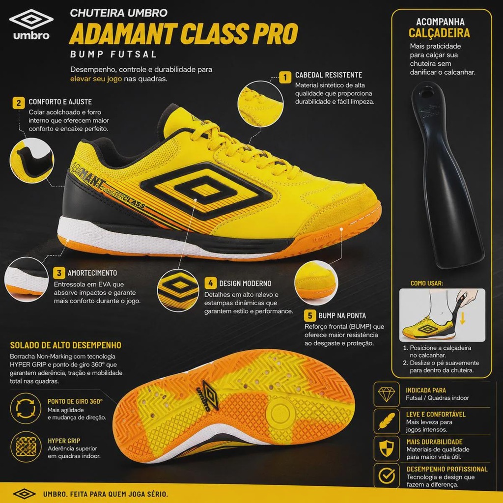 Imagem 4 do produto Chuteira Futsal Adulto Umbro Adamant Class Pro Bump