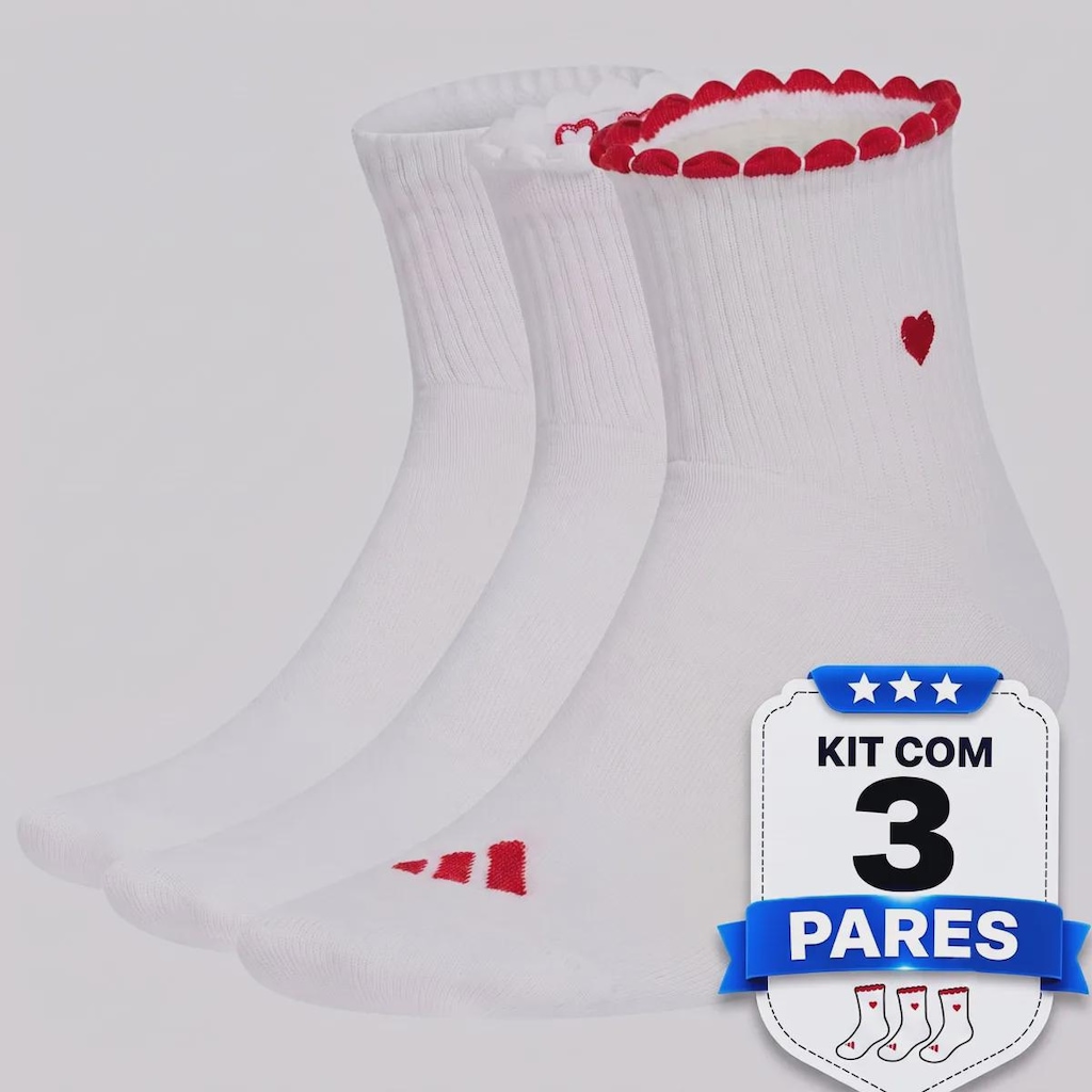 Imagem 2 do produto Kit Meia Adidas Gráfica - 3 Pares - Feminino