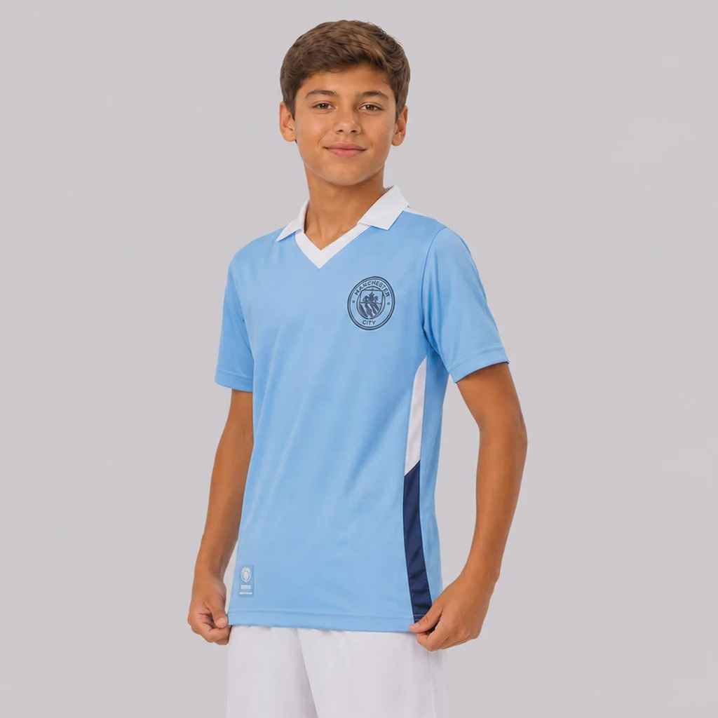 Imagem 4 do produto Camisa Manchester City The Blues 9 Haaland Infantil