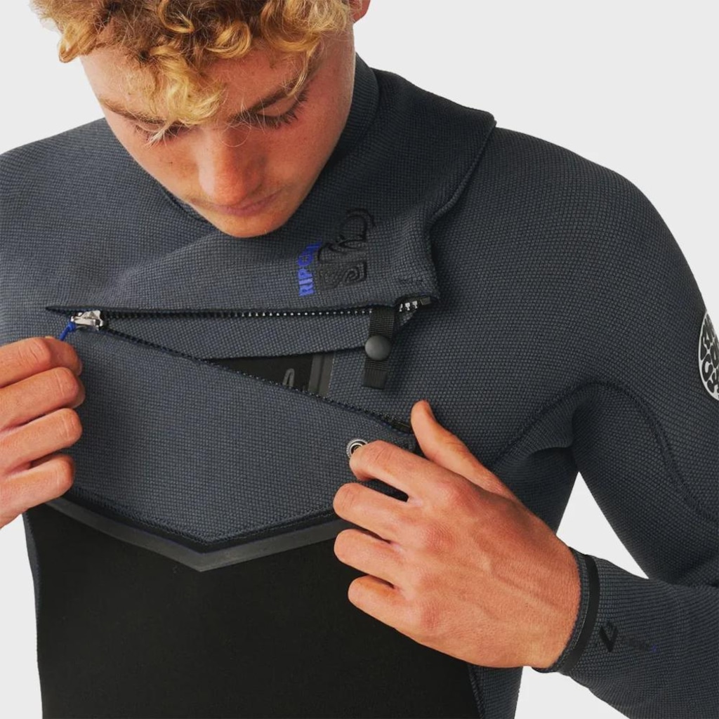 Imagem 5 do produto Long John Rip Curl E-Bomb 3/2 mm Chest Zip Charcoal Grey Importado - Masculino