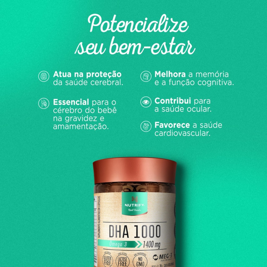 Imagem 4 do produto Nutrify DHA 1000 - Ácidos Graxos Ômega 3 - 120 Cápsulas