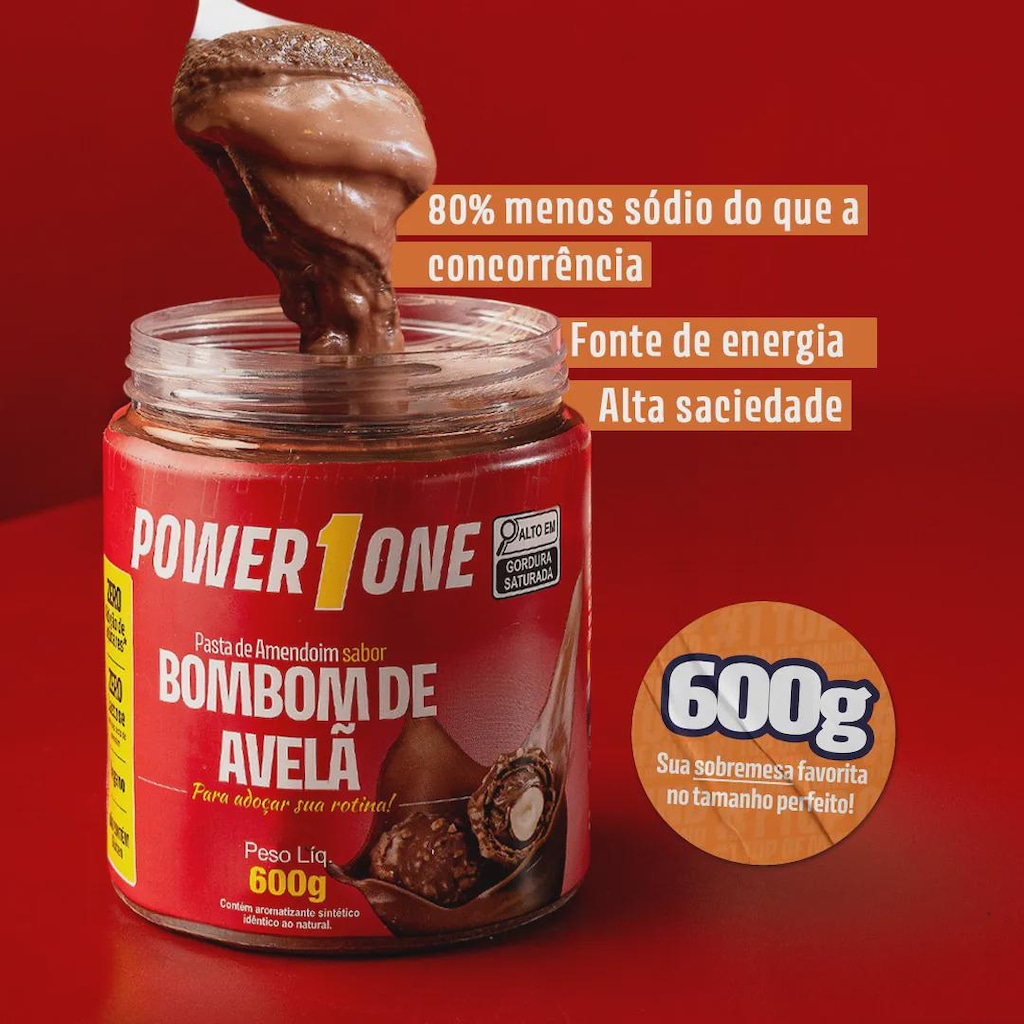 Imagem 2 do produto Pasta de Amendoim sabor Bombom de Avelã 600g