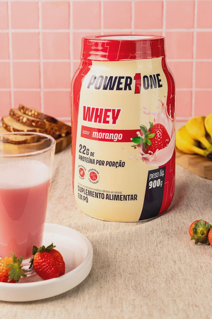 Imagem 3 do produto Whey Protein Concentrado Morango 900g Power1One