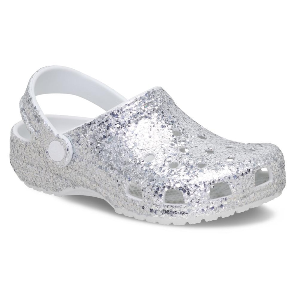 Imagem 2 do produto Sandália Crocs Classic Dazzle Glitter Clog K Silver Infantil