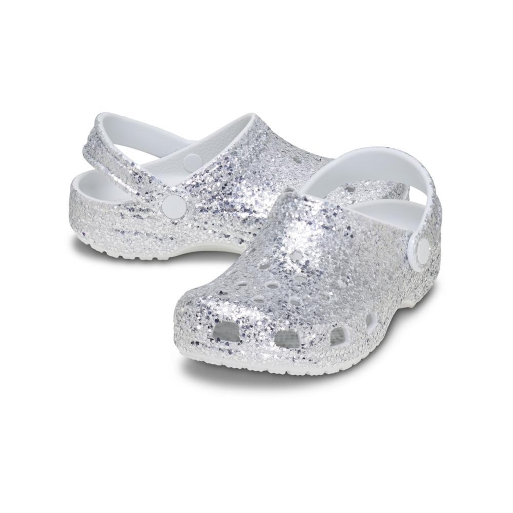 Imagem 3 do produto Sandália Crocs Classic Dazzle Glitter Clog K Silver Infantil