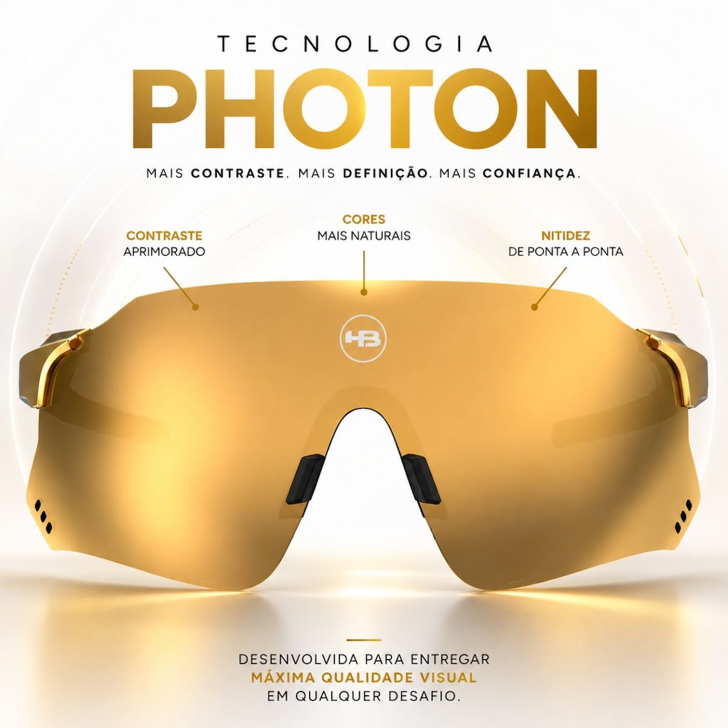 Imagem 2 do produto Óculos de Sol esportivo HB Quad X 2.0 Gold Chrome espelhado