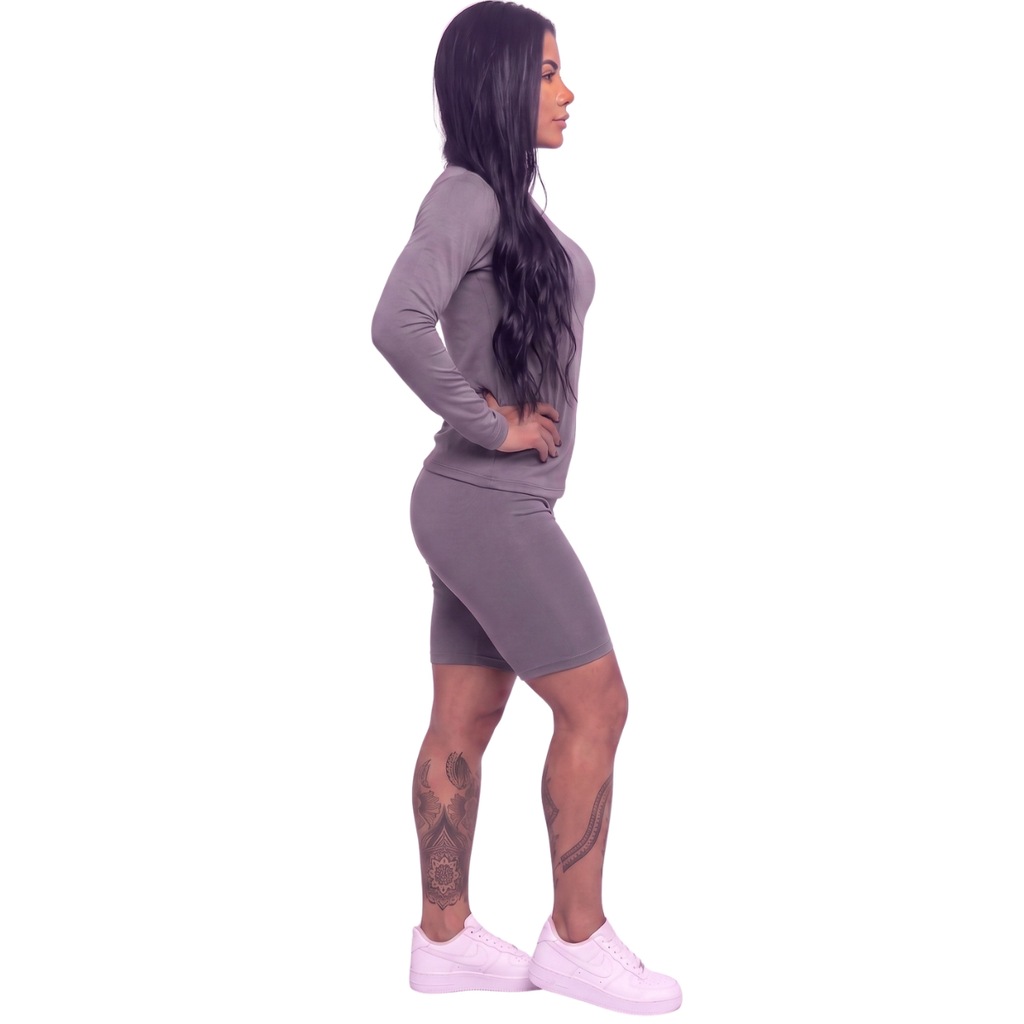 Imagem 2 do produto Conjunto Fitness Blusa Térmica Proteção UV e Bermudinha Suplex Vekyo