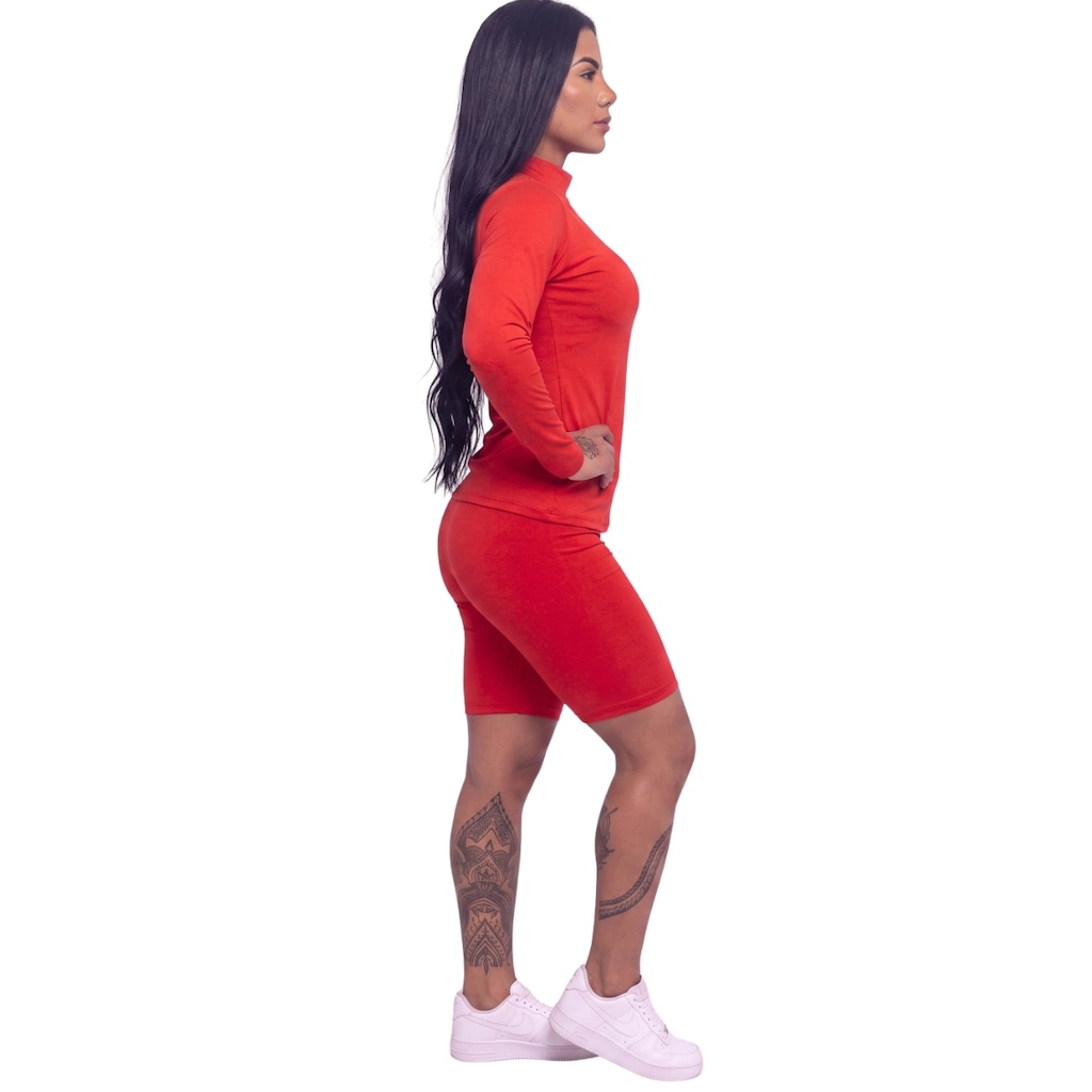 Imagem 2 do produto Conjunto Fitness Blusa Térmica Proteção UV e Bermudinha Suplex Vekyo