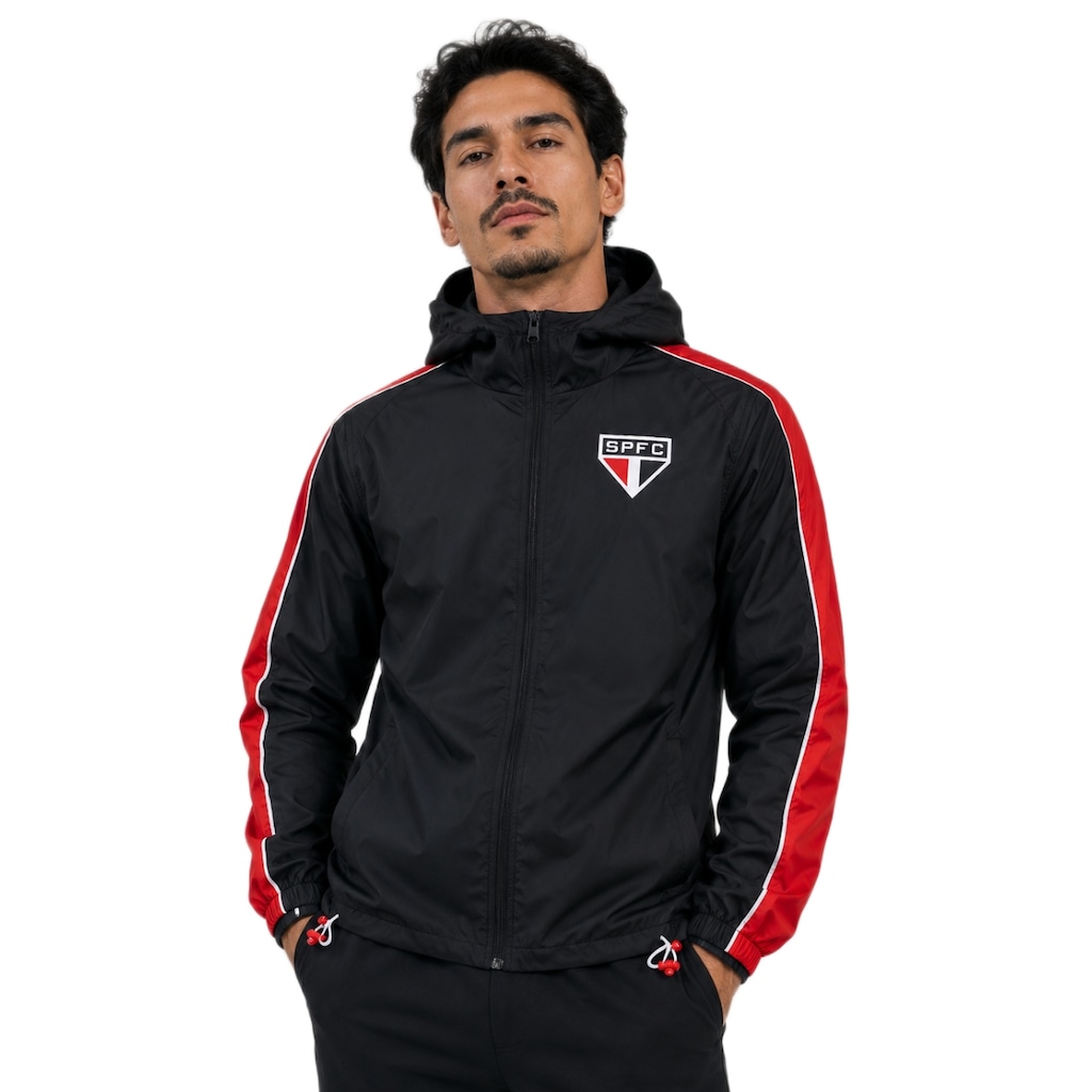 Imagem 2 do produto Jaqueta Corta Vento do São Paulo Clássica Tricolor Braziline - Masculina