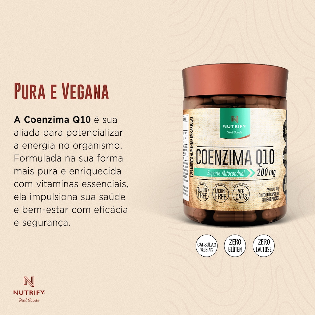 Imagem 5 do produto Nutrify Coenzima Q10 200mg com Vitamina E 60 Caps