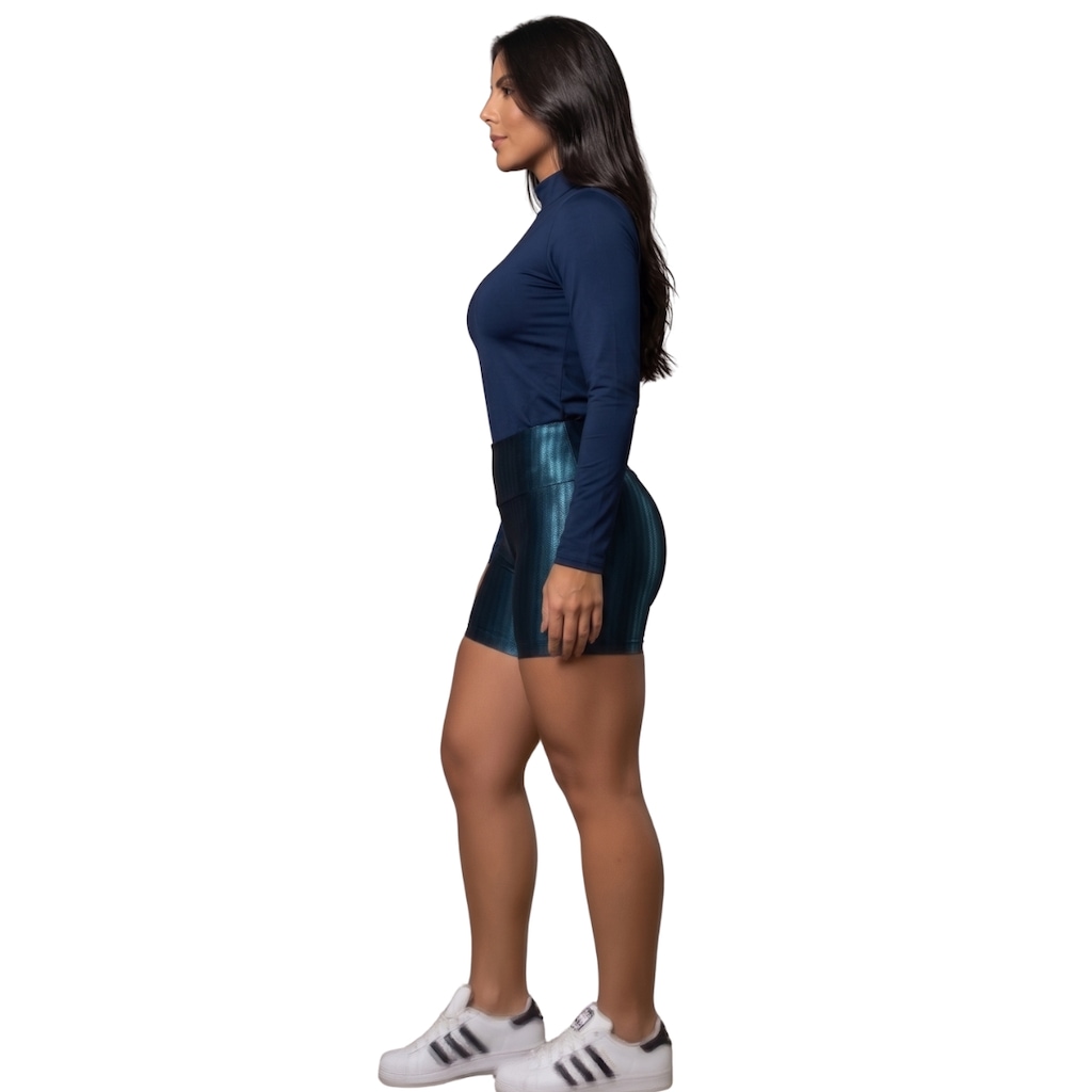 Imagem 2 do produto Conjunto Fitness Blusa Térmica Proteção UV e Short New Zig Vekyo