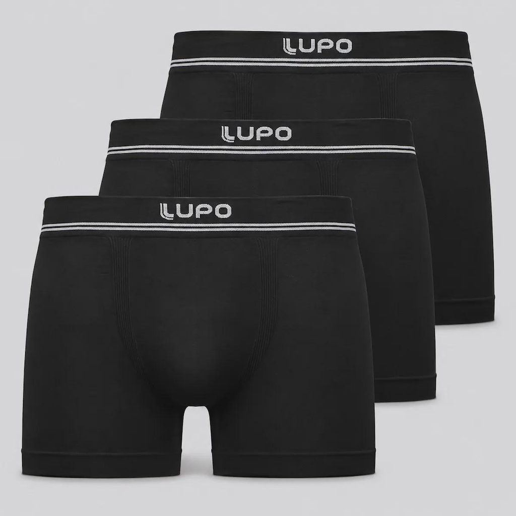 Imagem 1 do produto Kit 3 Cuecas Boxer Lupo Microfibra Sem Costura Adulto