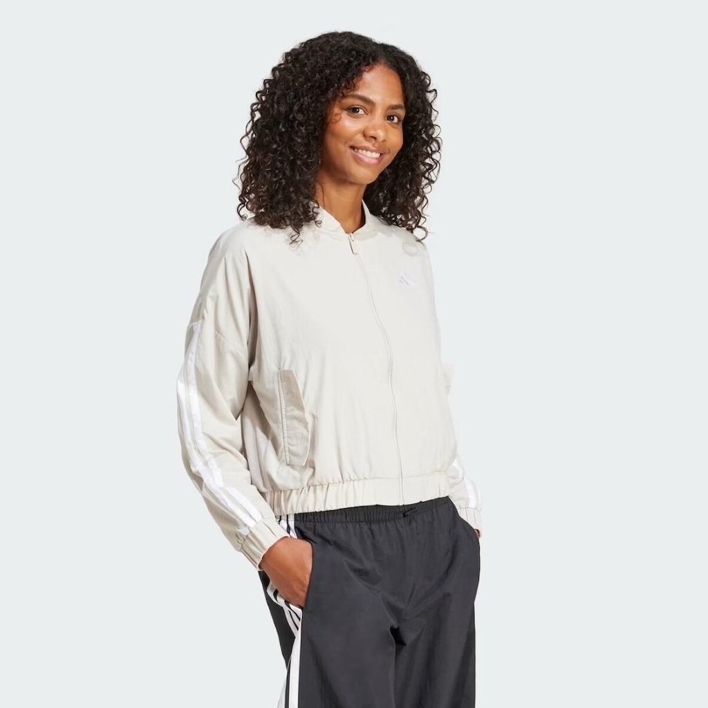 Imagem 5 do produto Jaqueta adidas Feminina Bomber Malha Essentials Três Listras Lifestyle