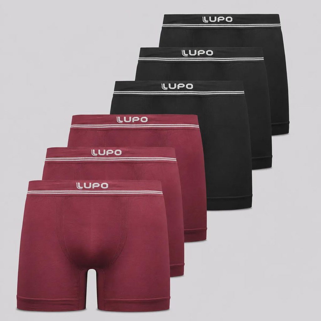 Imagem 1 do produto Kit 6 Cuecas Boxer Lupo Microfibra Sem Costura Adulto