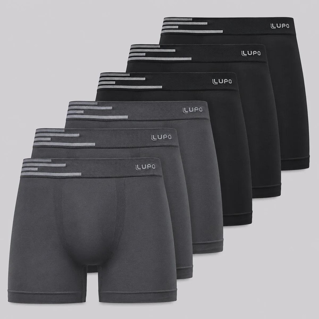 Imagem 1 do produto Kit 6 Cuecas Boxer Lupo Microfibra Sem Costura Adulto
