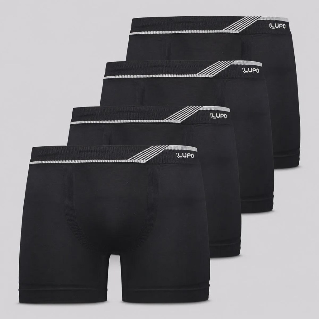 Imagem 1 do produto Kit 4 Cuecas Boxer Lupo Microfibra Sem Costura Adulto