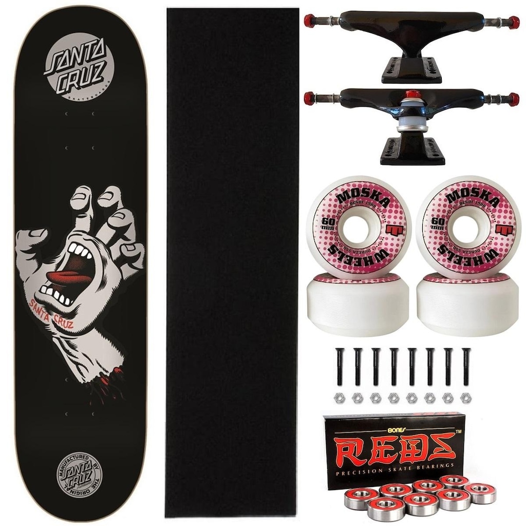 Imagem 1 do produto Skate Santa Cruz Montado 8.0 Profissional Moska 60 Red Bones