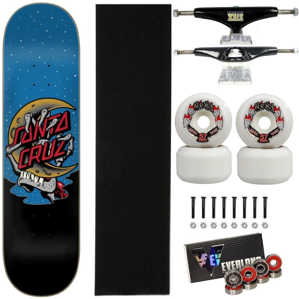 Imagem 1 do produto Skate Santa Cruz Montado 8.0 Caveira Stick 139mm Next 57mm