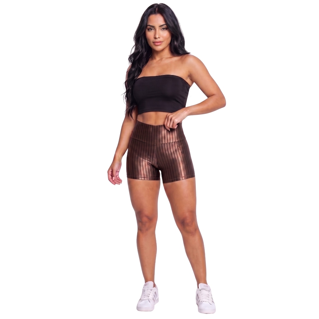Imagem 1 do produto Conjunto Esportivo Fitness Top Tube Faixa e Short New Zig Vekyo Feminino