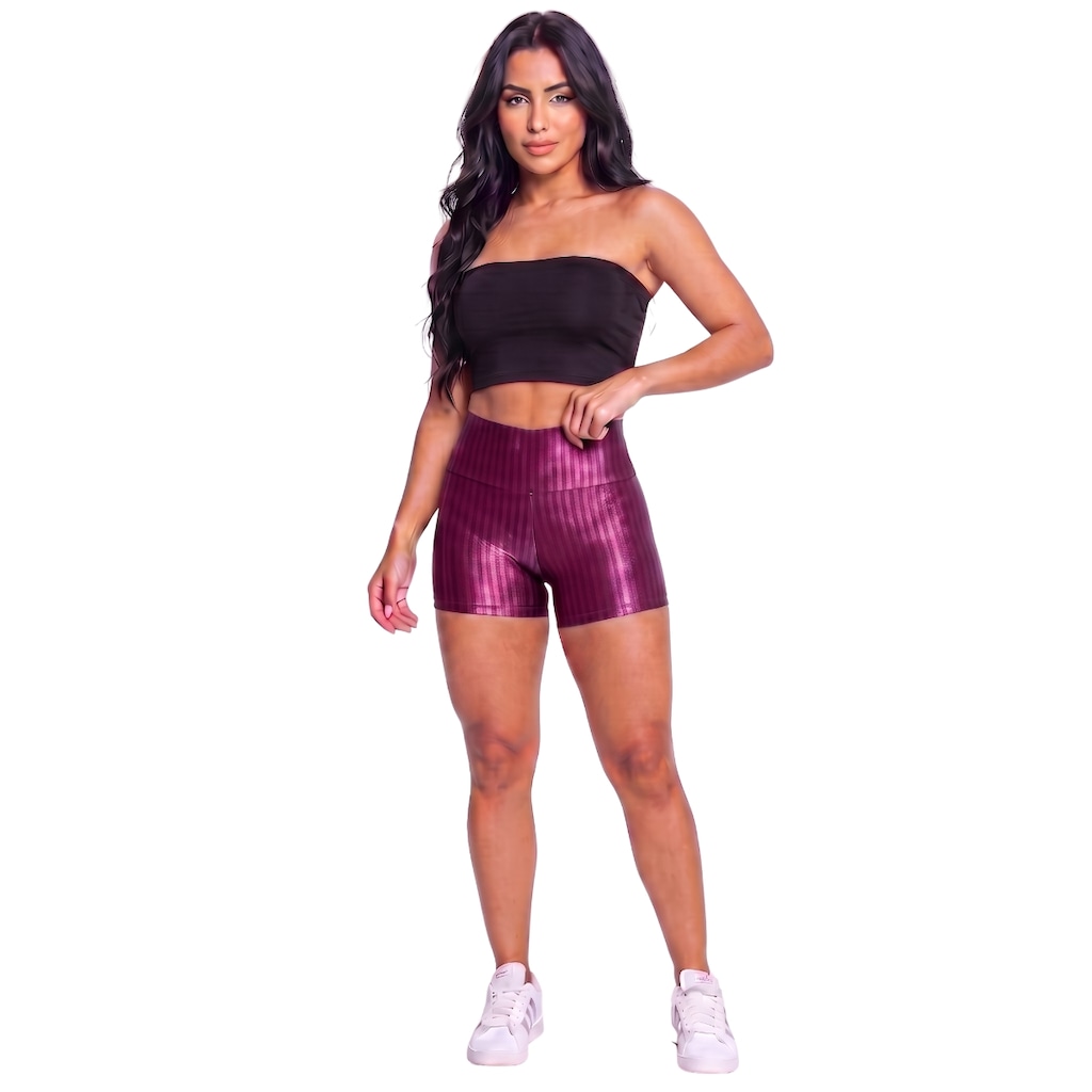 Imagem 1 do produto Conjunto Esportivo Fitness Top Tube Faixa e Short New Zig Vekyo Feminino