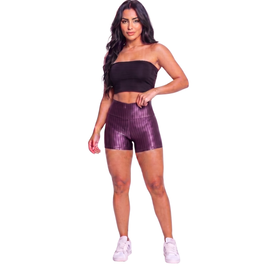 Imagem 1 do produto Conjunto Esportivo Fitness Top Tube Faixa e Short New Zig Vekyo Feminino