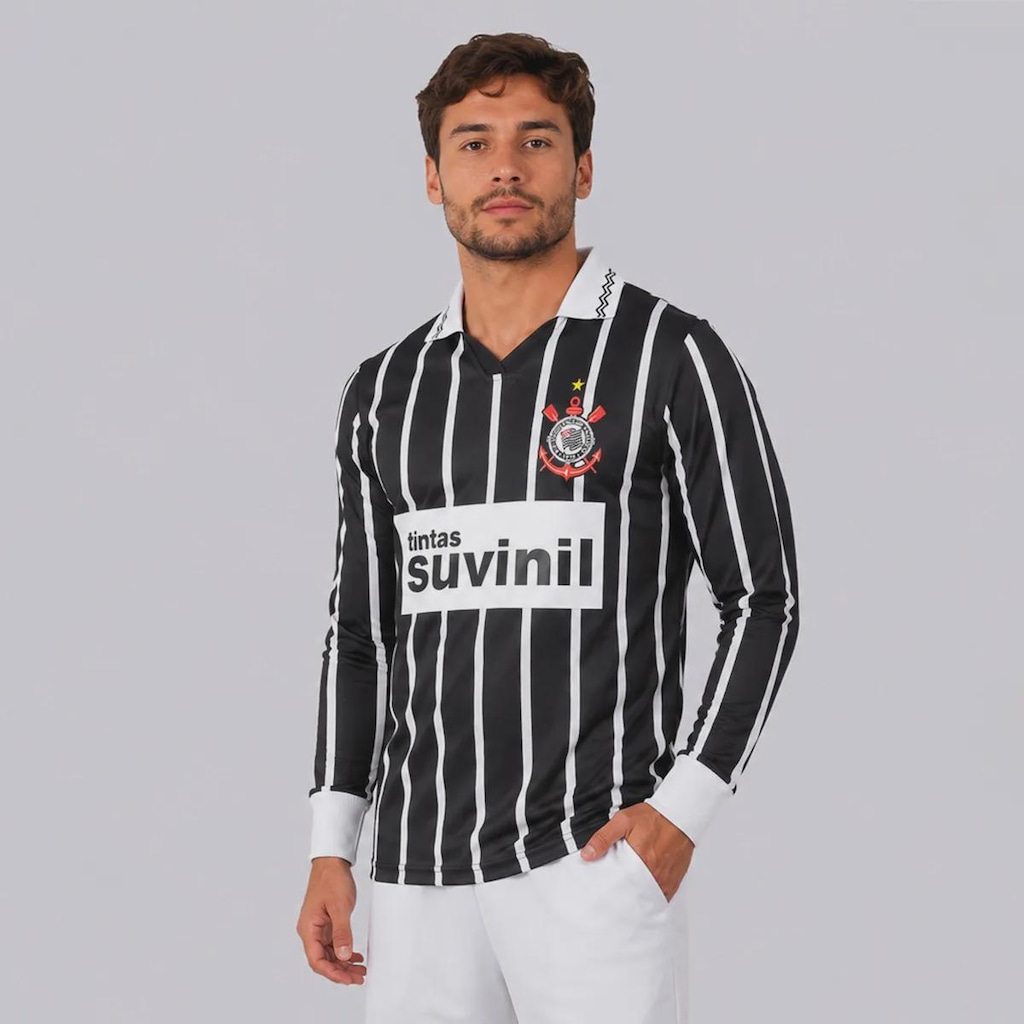 Imagem 1 do produto Camisa do Corinthians Retrô Suvinil Manga Longa Masculina