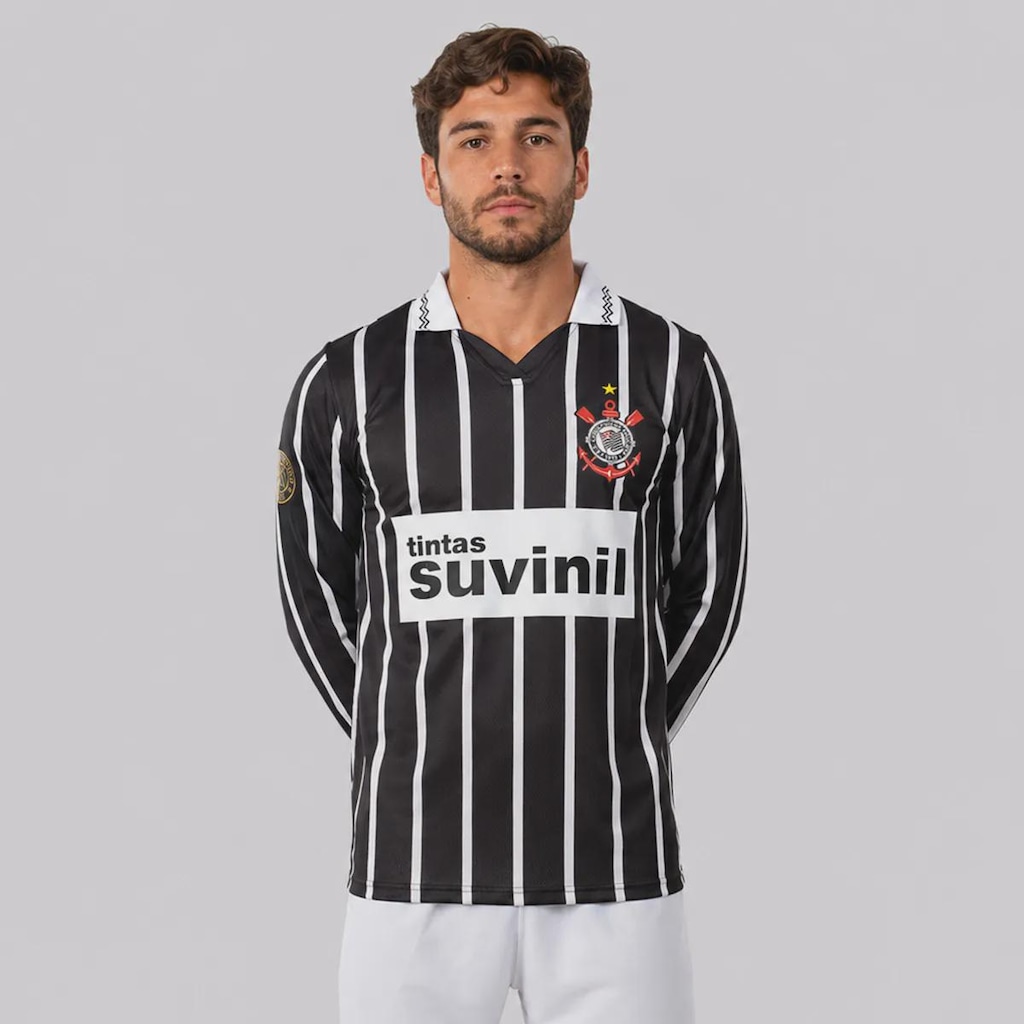 Imagem 2 do produto Camisa do Corinthians Retrô Suvinil Manga Longa Masculina