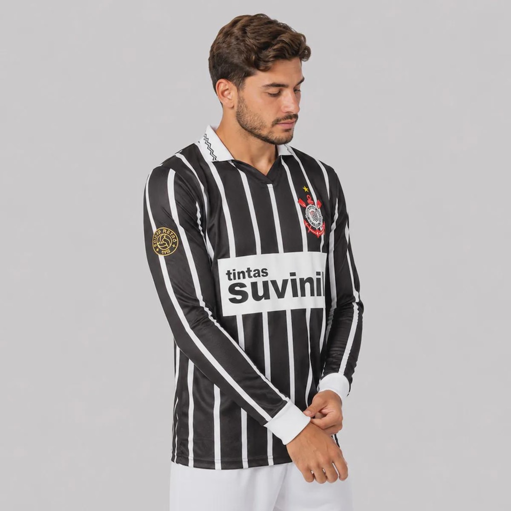Imagem 3 do produto Camisa do Corinthians Retrô Suvinil Manga Longa Masculina