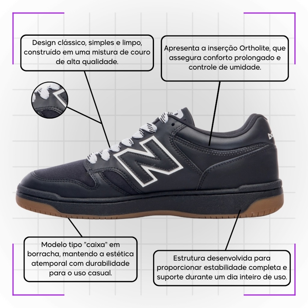 Imagem 3 do produto Tênis Unissex New Balance 480 Low