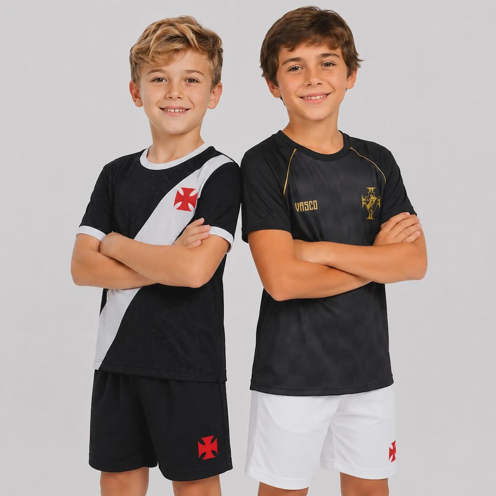 Imagem 1 do produto Kit Camisa do Vasco Mosaico e Building Infantil - 2 Unidades