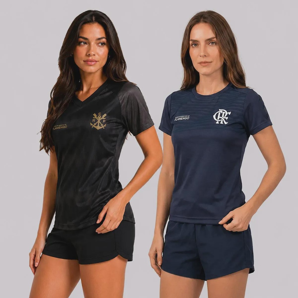 Imagem 1 do produto Kit Camisa do Flamengo Som e Energia Feminina - 2 Unidades