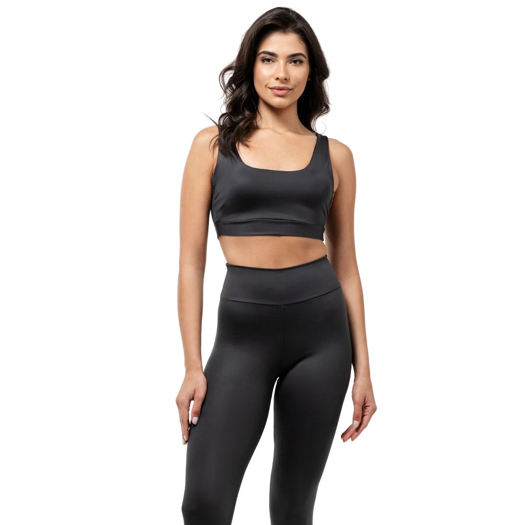 Imagem 1 do produto Conjunto Fitness Top com Bojo + Calça Legging de Compressão Dellas Fit - Feminino